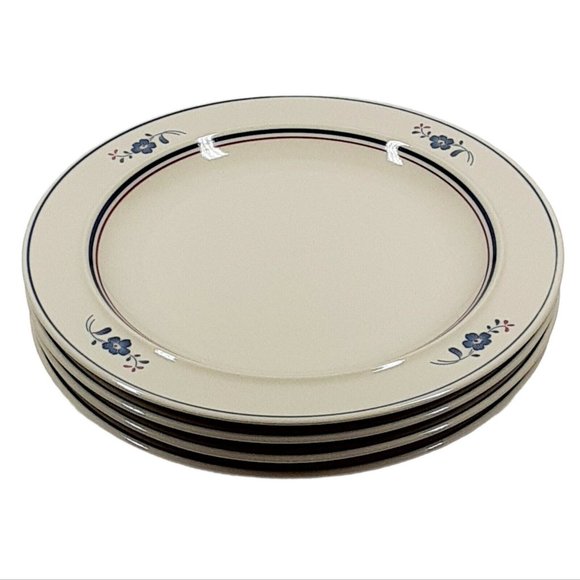 Stockholm Red Blue Floral Dinner Plate Vintage Patriotic Stoneware Dinnerware - Picture 7 of 8